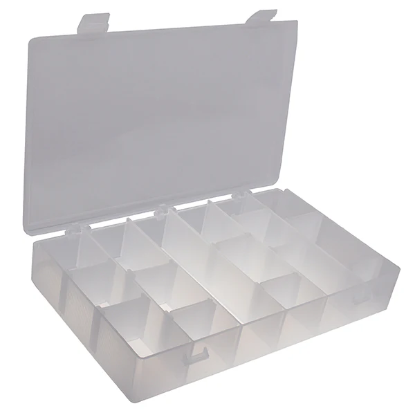 Empty Plastic Container with Adjustable Dividers